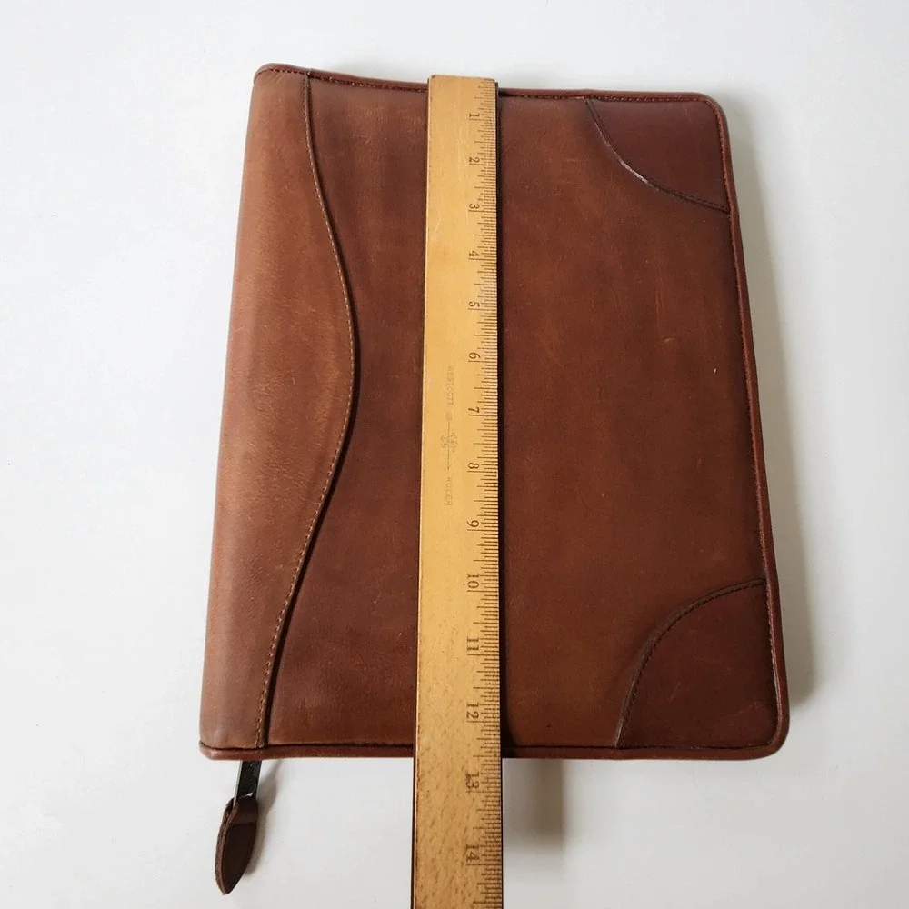 Scully Vintage Zip Around Italian Leather Padfolio Porfolio Brown Professional